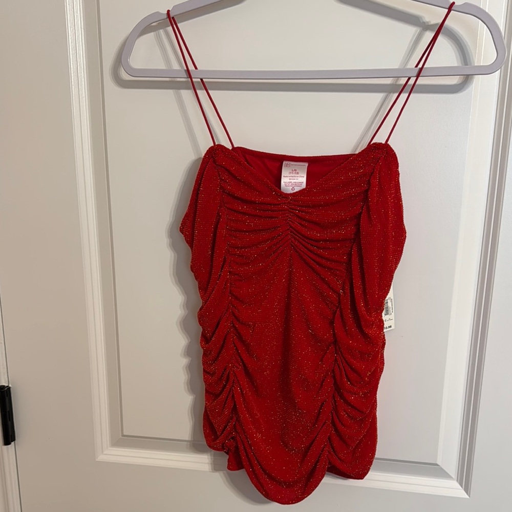 No Boundaries Red Ruched Sleeveless Camisole
